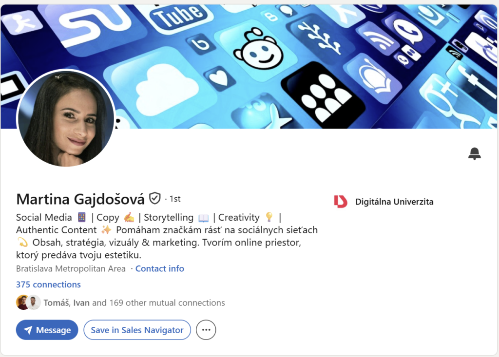 Prvá impresia Linkedin profilu – Martina Gajdošová
