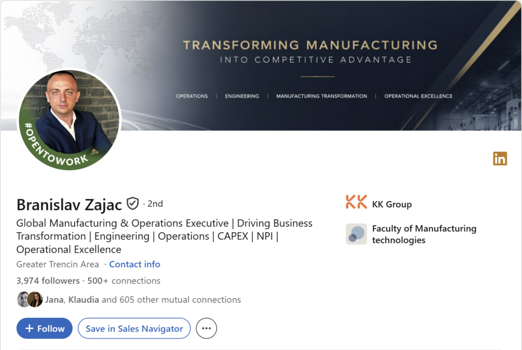 Prvá impresia Linkedin profilu – Branislav Zajac