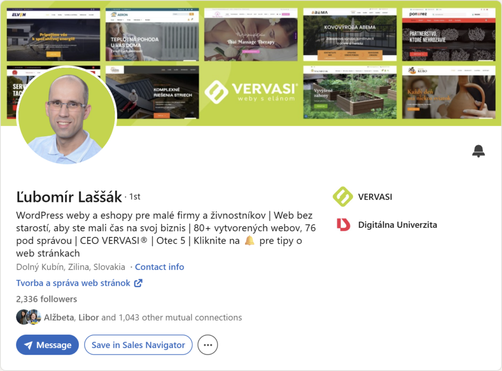 Prvá impresia Linkedin profilu – Ľubomír Laššák