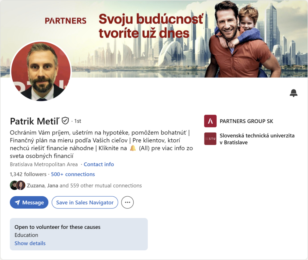 Prvá impresia Linkedin profilu – Patrik Metiľ