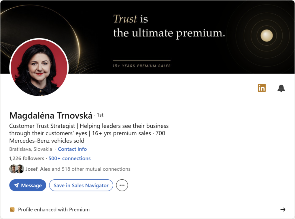 Prvá impresia Linkedin profilu – Magdaléna Trnovská