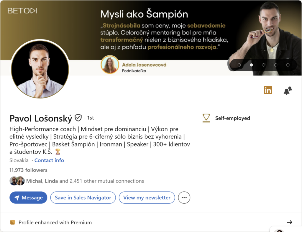 Prvá impresia Linkedin profilu – Pavol Lošonský