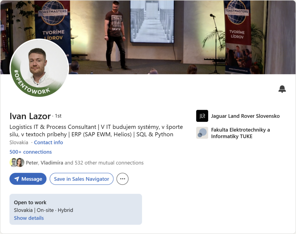 Prvá impresia Linkedin profilu – Ivan Lazor