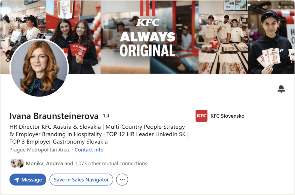 Prvá impresia Linkedin profilu – Ivana Braunsteinerová