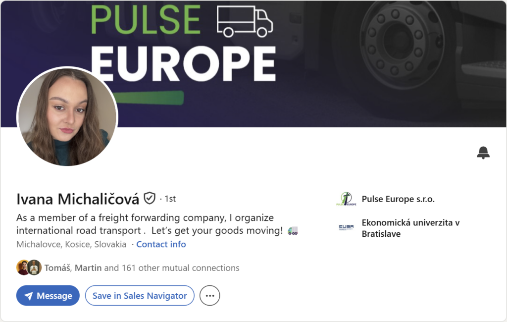 Prvá impresia Linkedin profilu – Ivana Michaličová