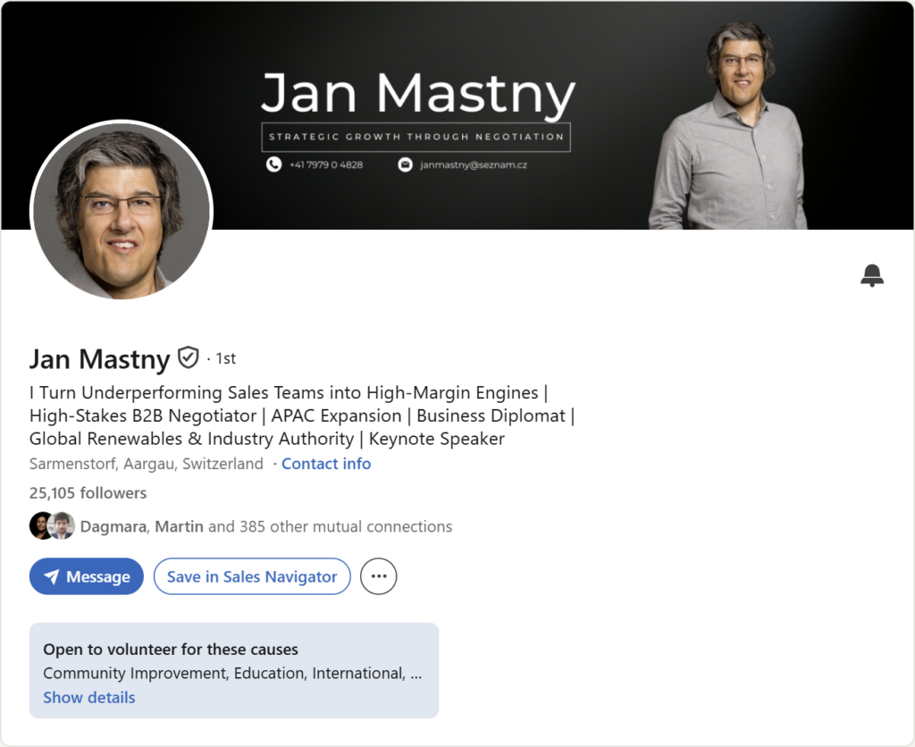 Prvá impresia Linkedin profilu – Jan Mastny