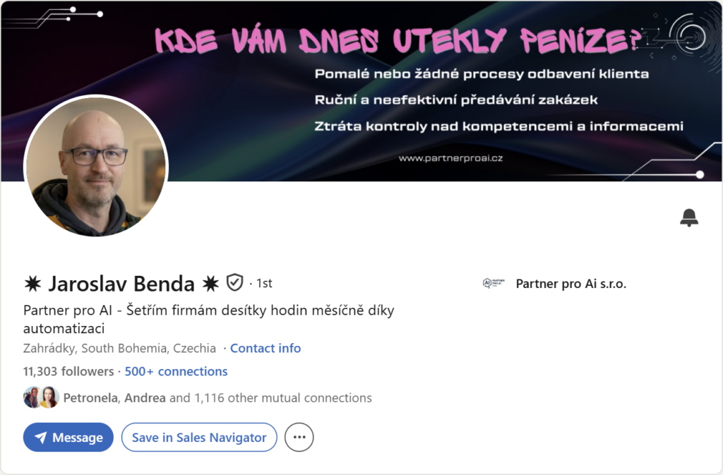 Prvá impresia Linkedin profilu – Jaroslav Benda