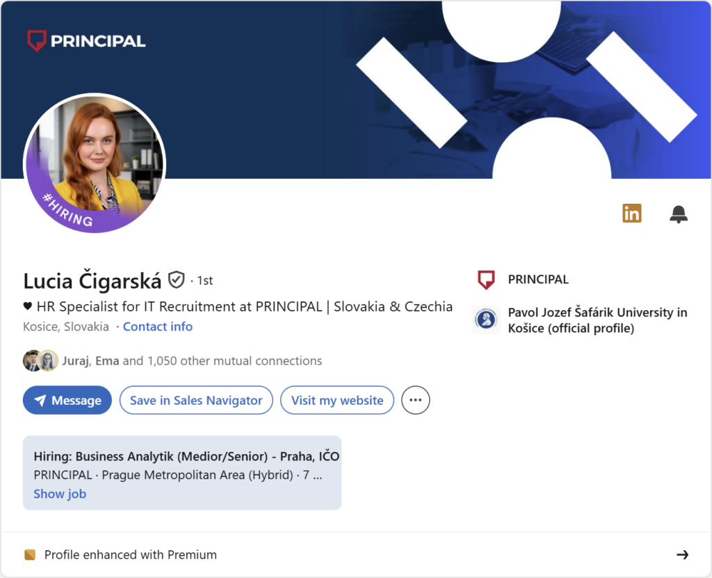 Prvá impresia Linkedin profilu – Lucia Čigarská