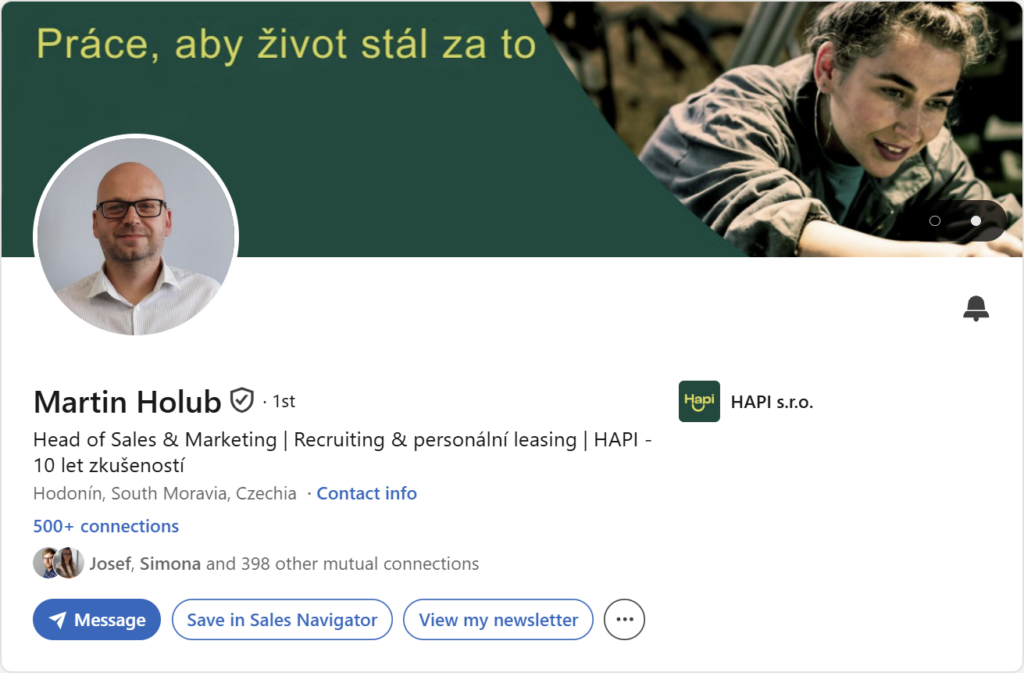 Prvá impresia Linkedin profilu – Martin Holub