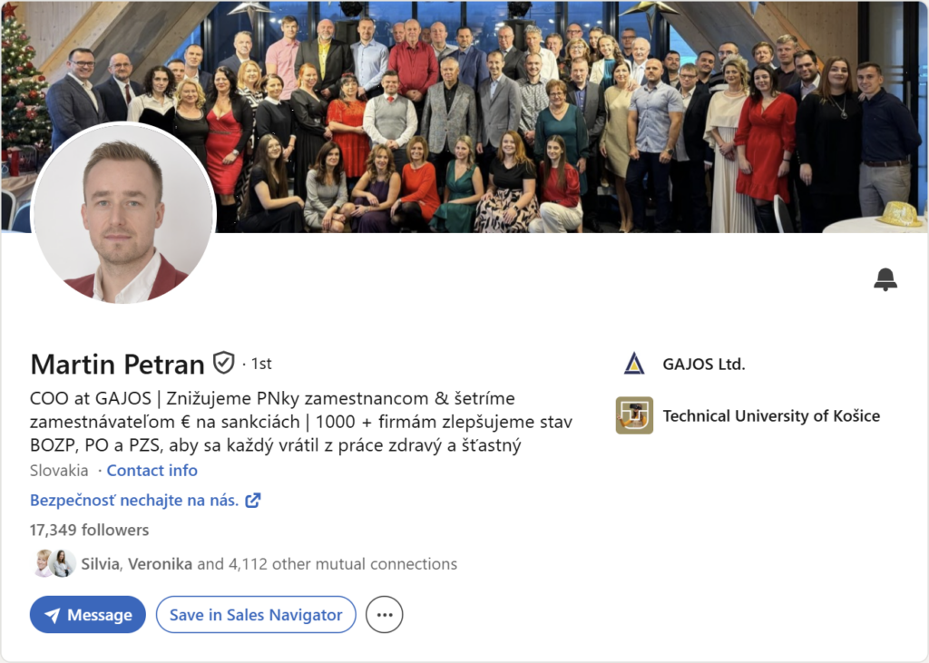 Prvá impresia Linkedin profilu – Martin Petran
