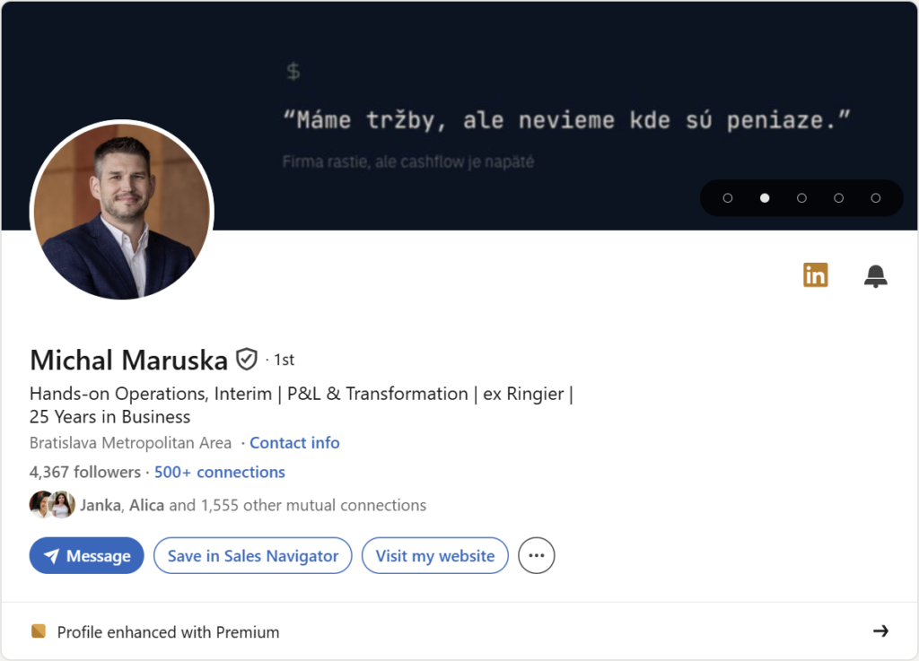 Prvá impresia Linkedin profilu – Michal Maruška