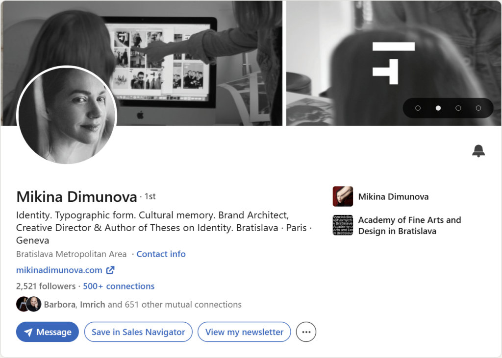 Prvá impresia Linkedin profilu – Mikina Dimunová