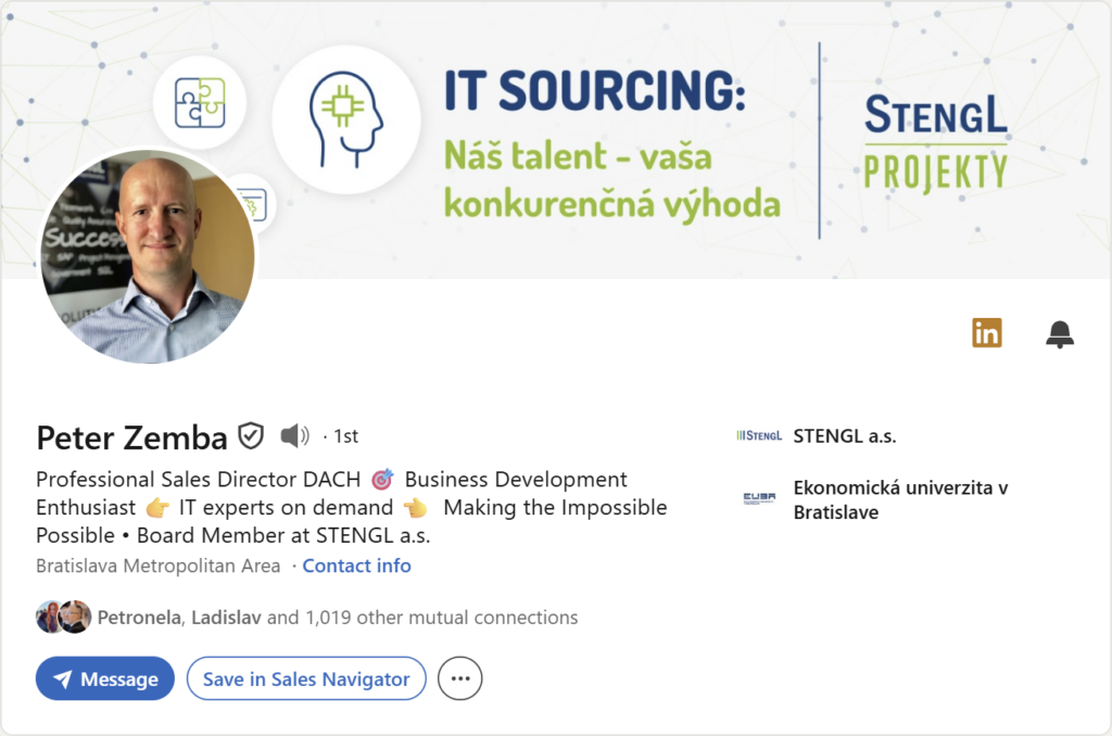 Prvá impresia Linkedin profilu – Peter Zemba