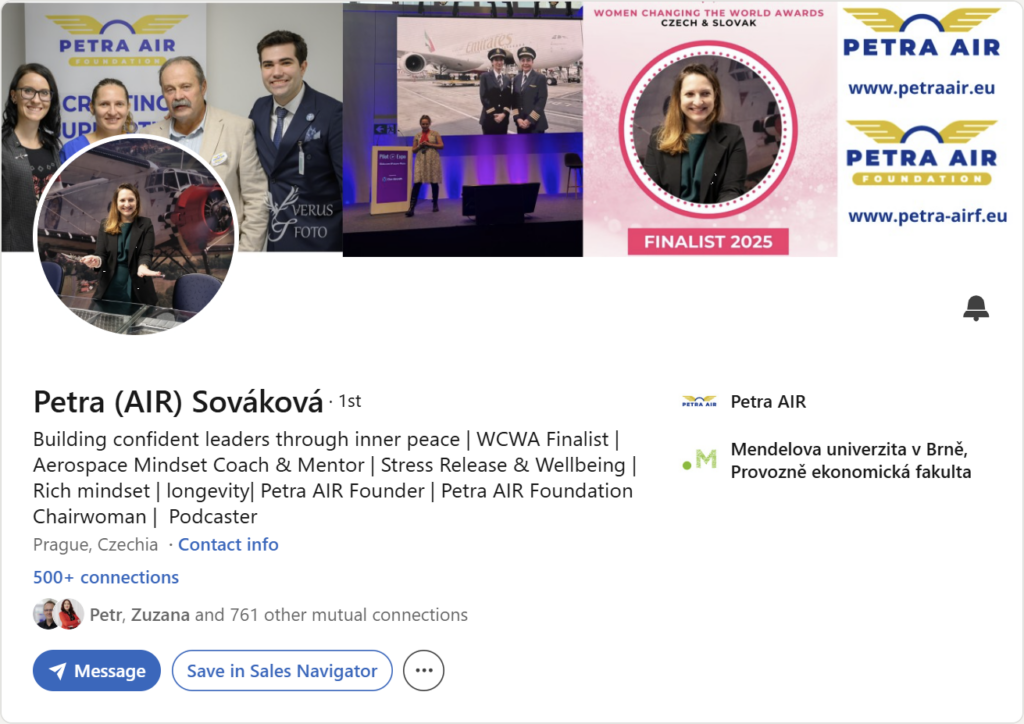 Prvá impresia Linkedin profilu – Petra Sováková