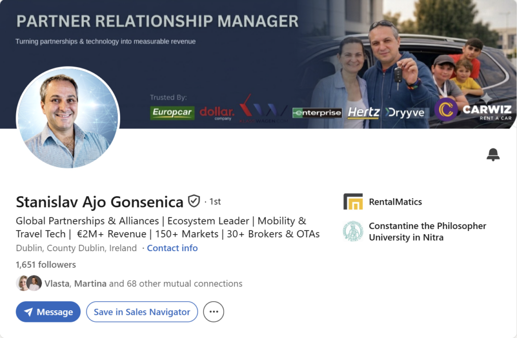 Prvá impresia Linkedin profilu – Stanislav Ajo Gonsenica
