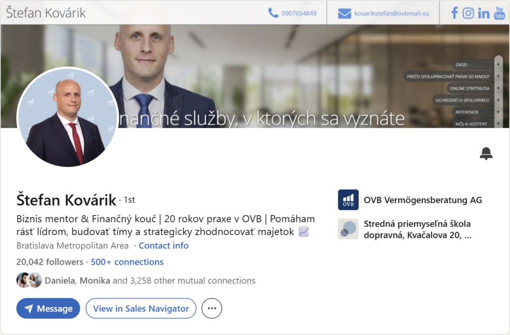 Prvá impresia Linkedin profilu – Štefan Kovárik
