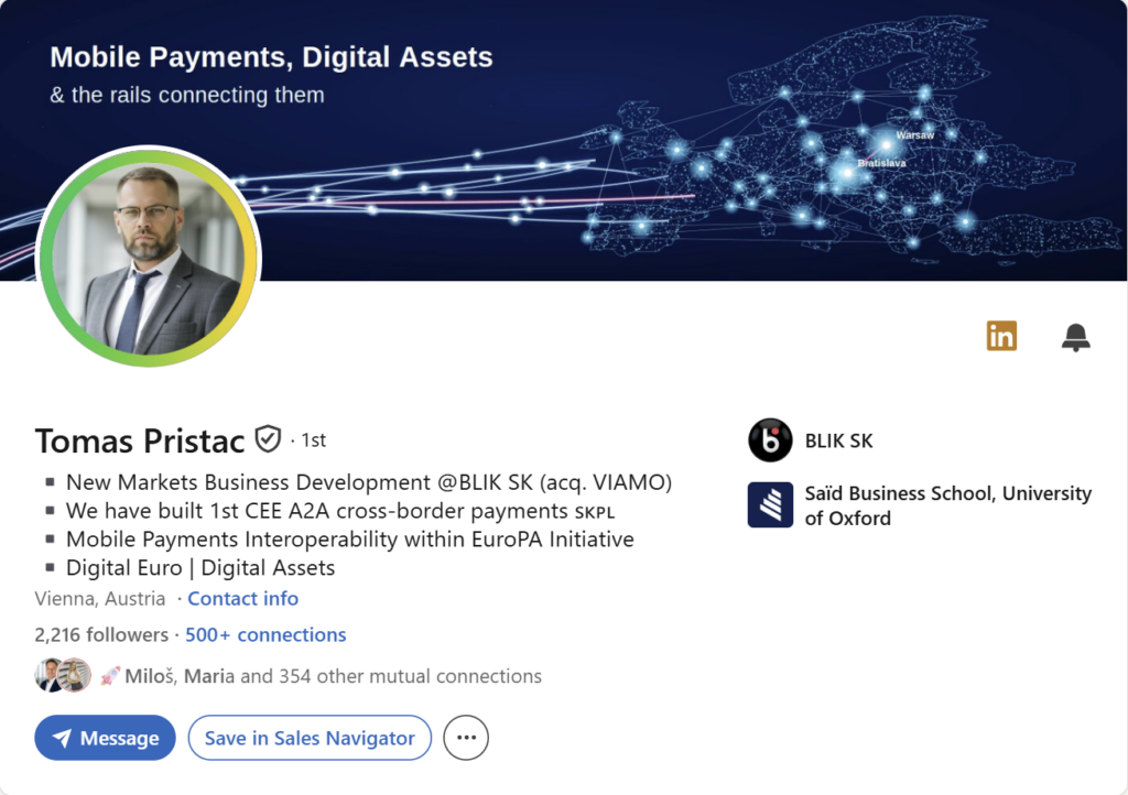 Prvá impresia Linkedin profilu – Tomas Pristac