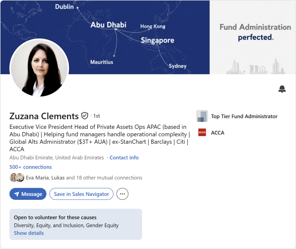 Prvá impresia Linkedin profilu – Zuzana Clements