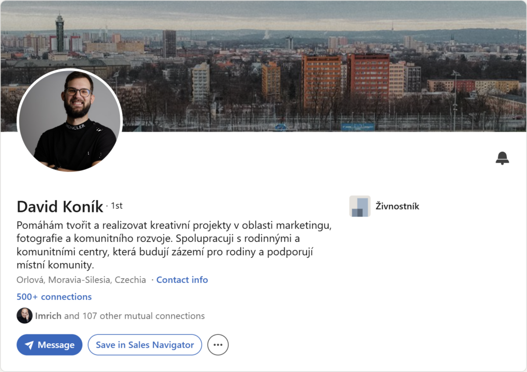 Prvá impresia Linkedin profilu – David Koník