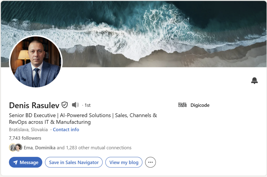 Prvá impresia Linkedin profilu – Denis Rasulev