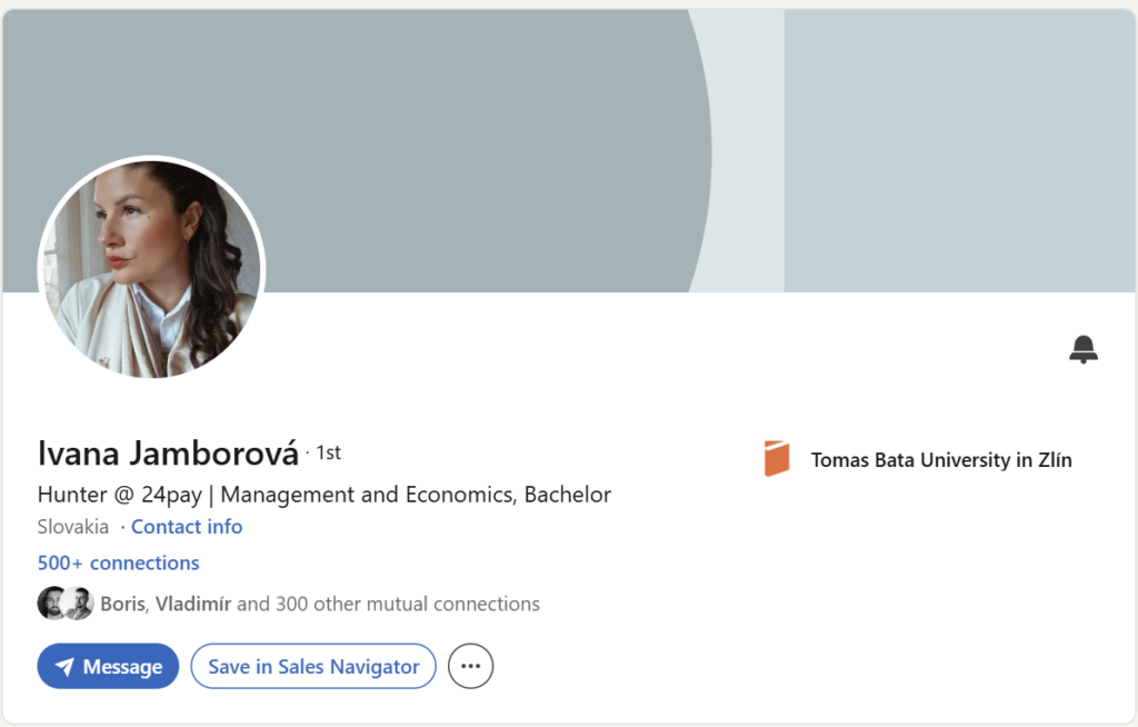 Prvá impresia Linkedin profilu – Ivana Jamborová