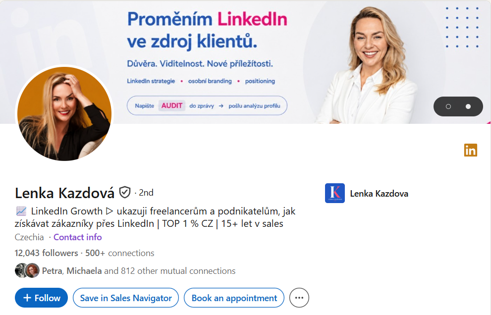 Prvá impresia Linkedin profilu – Lenka Kazdová