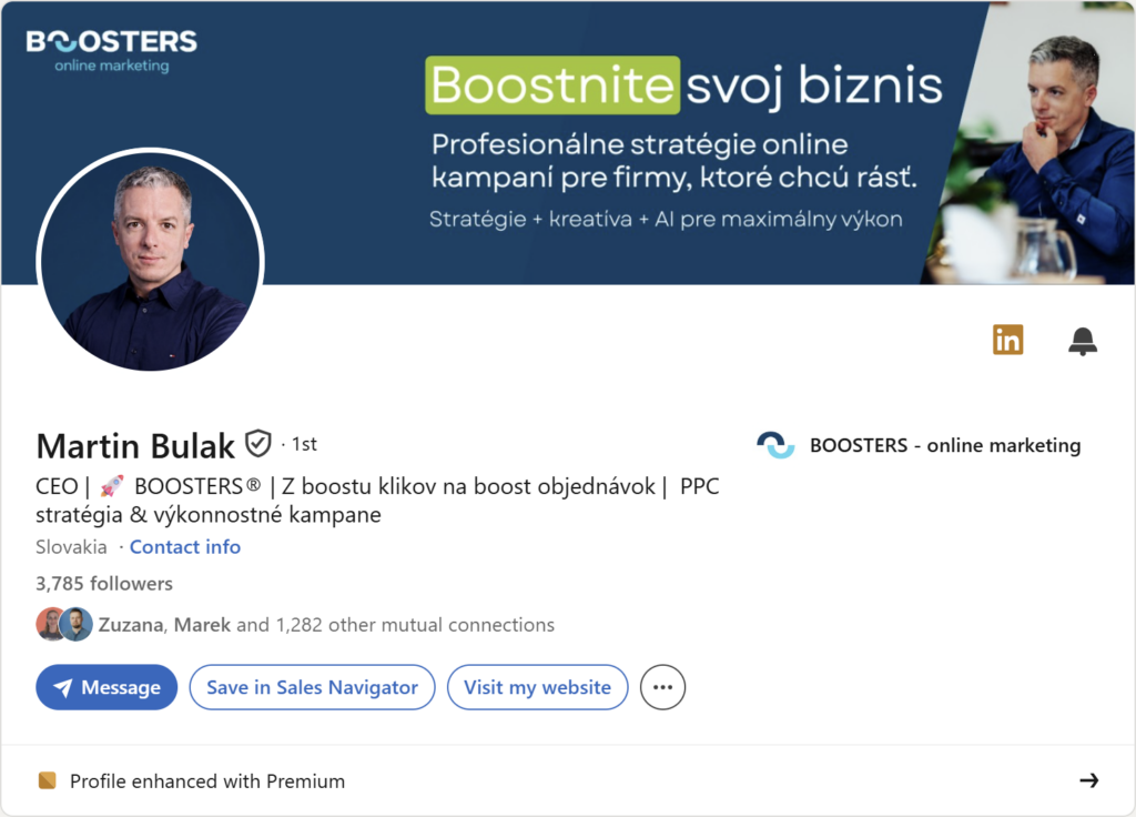 Prvá impresia Linkedin profilu – Martin Bulák