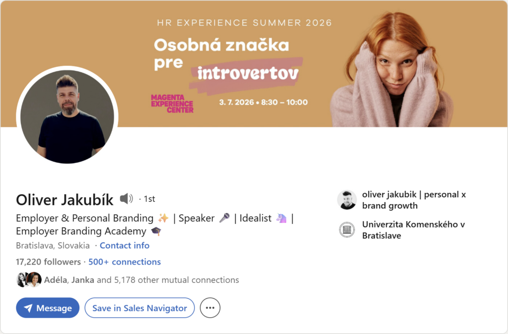 Prvá impresia Linkedin profilu – Oliver Jakubík