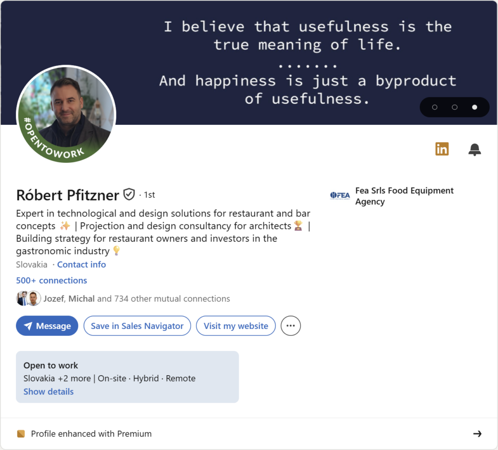Prvá impresia Linkedin profilu – Róbert Pfitzner