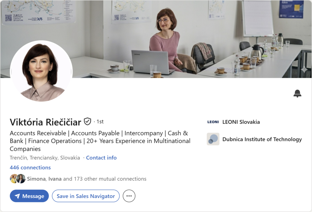 Prvá impresia Linkedin profilu – Viktória Riečičiar