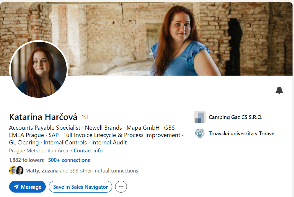 Prvá impresia Linkedin profilu – Katarína Harčová