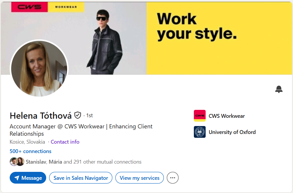 Prvá impresia Linkedin profilu – Helena Tóthová