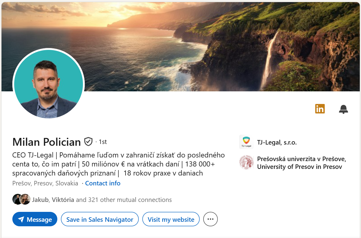 Prvá impresia Linkedin profilu – Milan Polician
