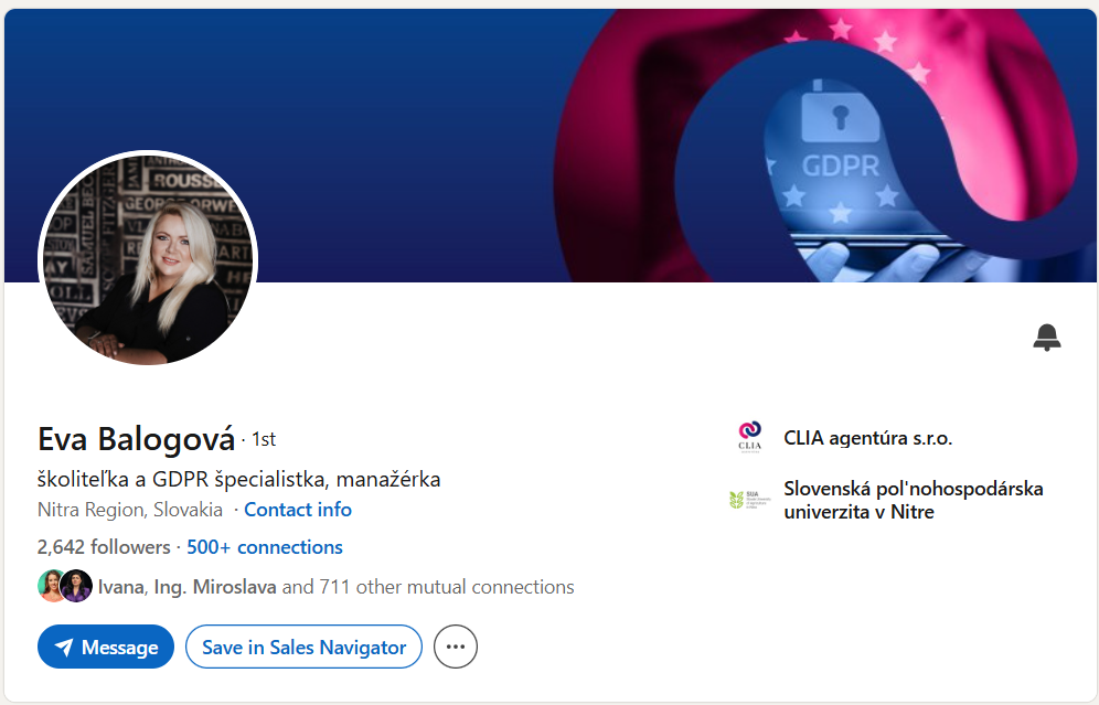 Prvá impresia Linkedin profilu – Eva Balogová