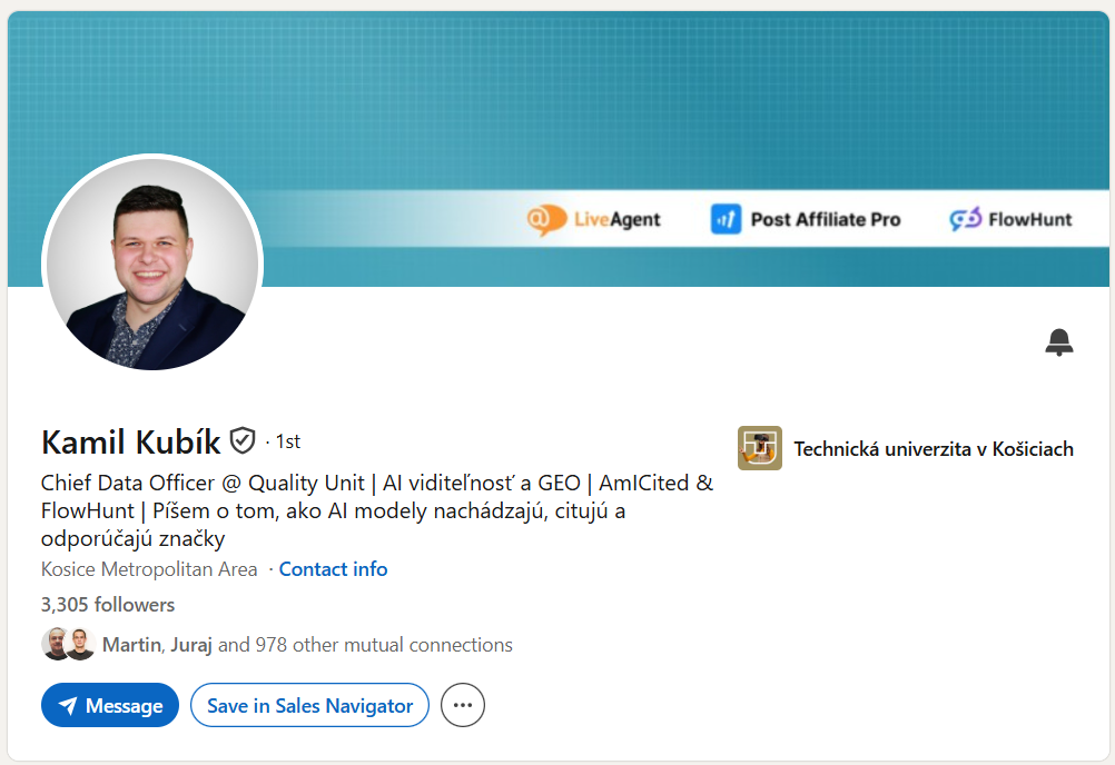 Prvá impresia Linkedin profilu – Kamil Kubík