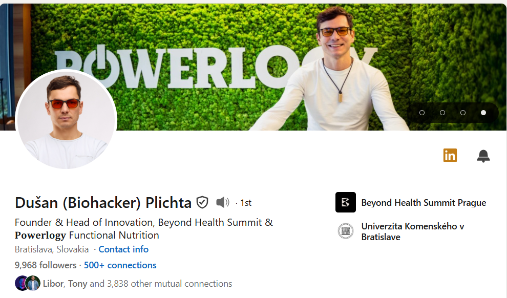 Prvá impresia Linkedin profilu – Dušan Plichta, Powerlogy a Beyond Health Summit