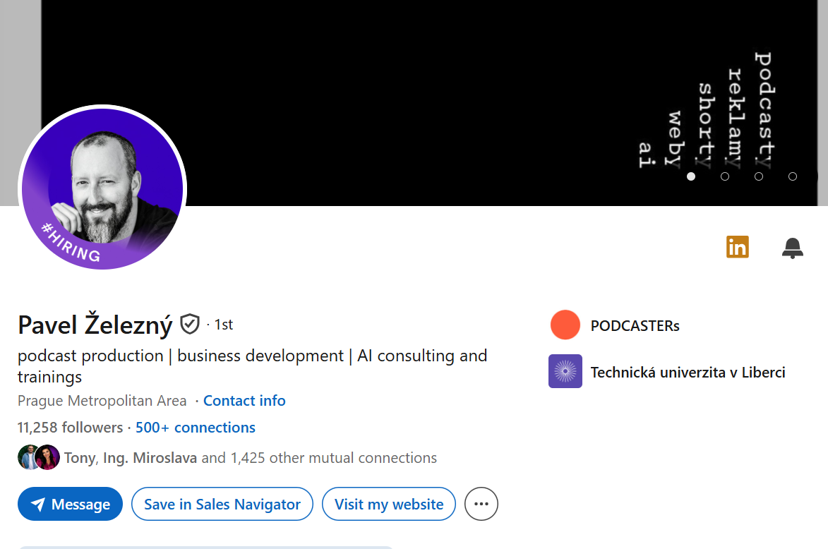 Prvá impresia Linkedin profilu – Pavel Železný